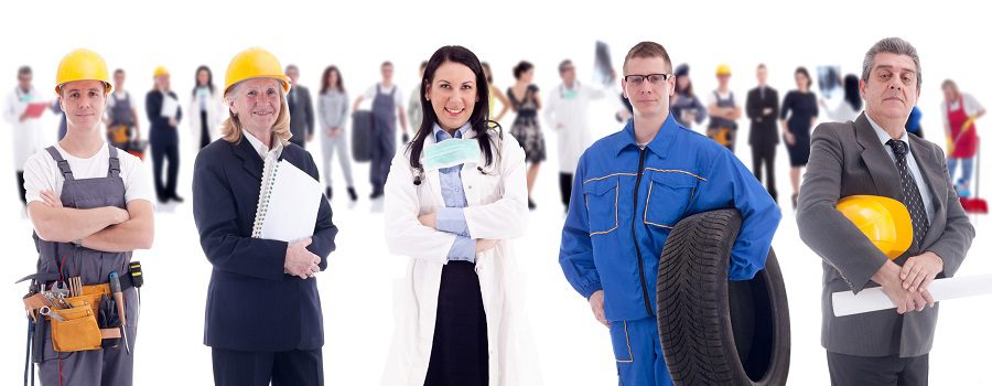 Group of industrial workers,workers physician and bussines people